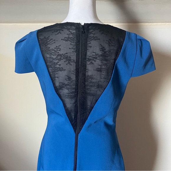 Alice + Olivia Blue Cap Sleeve Bodycon Dress w/ Lace Back size 10 - Picture 4 of 7
